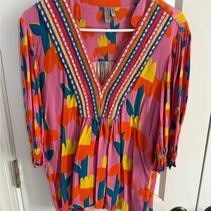 Vibrant Multicolor V-Neck Blouse